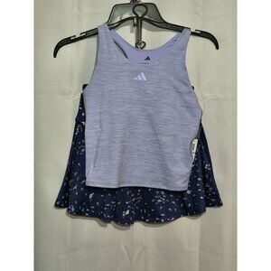 Adidas Girls Melange Purple Size Large With Blue Floral Skort Set